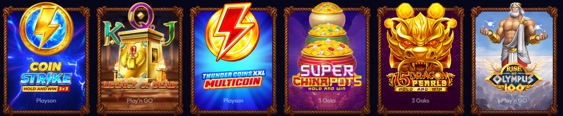 Tables, slots et jeux instantanés